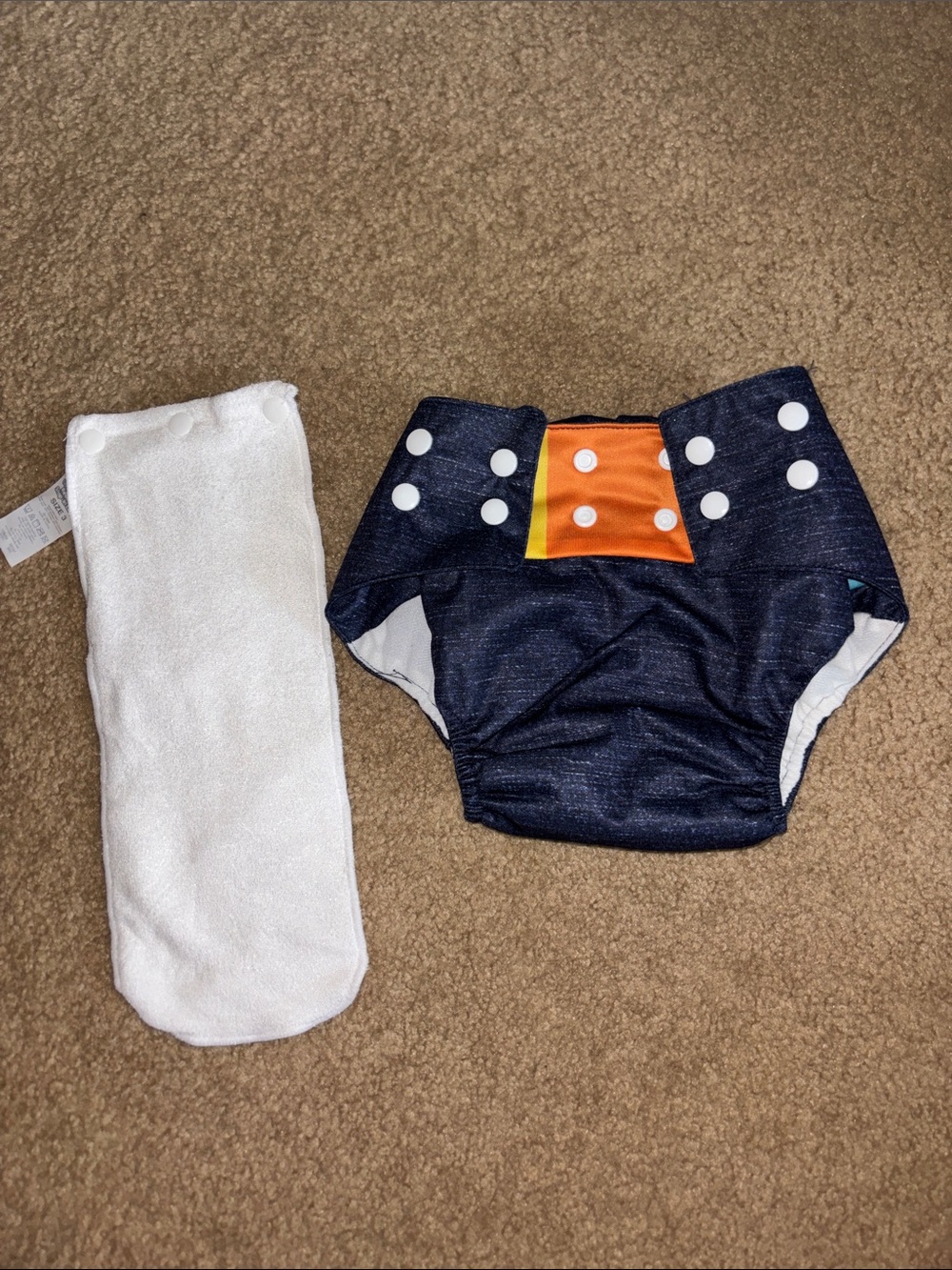 Adjustable Navy Cloth Diaper Cover with snap insert Insert Sz 3 New